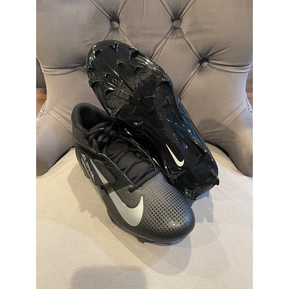 New Men’s 11.5 Nike Alpha Menace 4 Pro Football Cleats Black/Silver FD7037-002 - Picture 4 of 8
